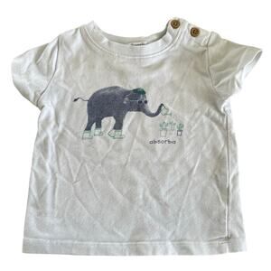 Absorba White Elephant Tee - Size 12 Months - Button Shoulder